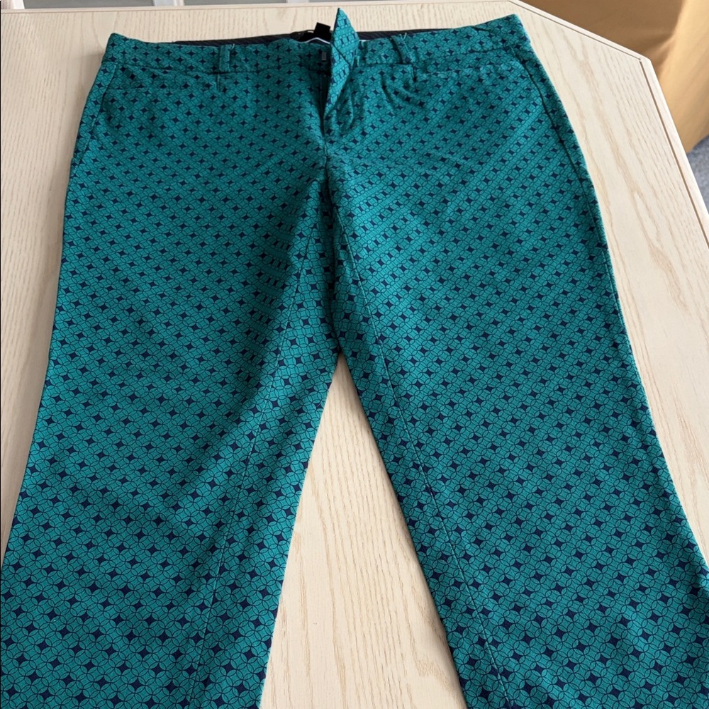 Banana Republic Green and Navy Blue Geometric Pants